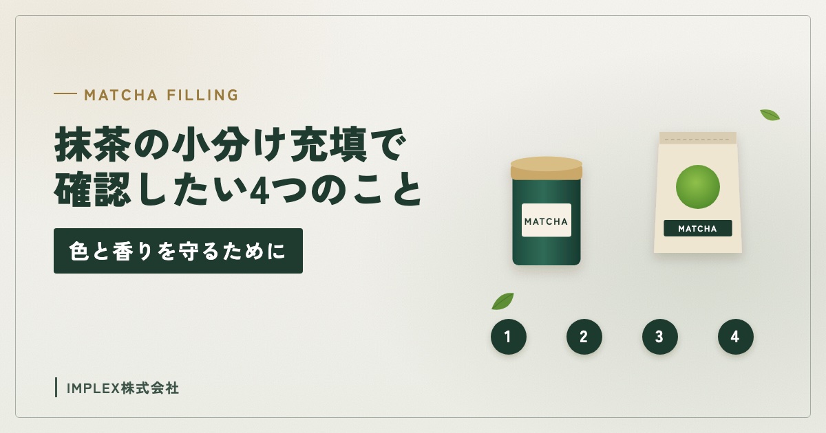 抹茶の缶と袋、1から4の番号のイラスト